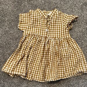 Rylee + Cru Golden Yellow and White Checkered Dress